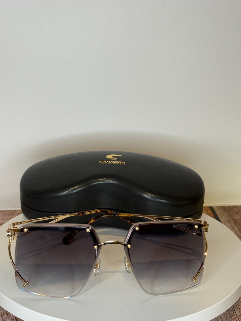 Carrera Women Gold Frame Sunglasses with Gradient Gray Lenses